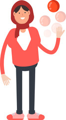 Arab Woman Character Playing Ball
