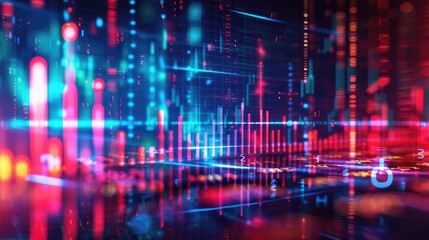 Obraz premium Abstract financial report with vibrant charts and graphs
