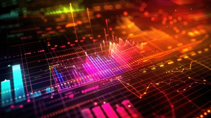 Fototapeta premium Abstract financial report with vibrant charts and graphs
