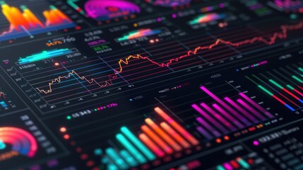 Fototapeta premium Abstract financial report with vibrant charts and graphs