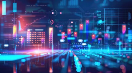 Obraz premium Abstract financial report with vibrant charts and graphs