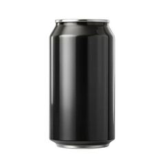 Black soda can mockup front view isolated on transparent background