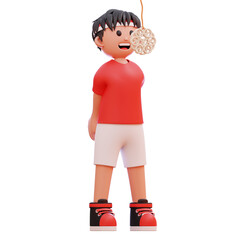 BOYS HAVE CRACKER EATING COMPETITION 3D CHARACTER ILLUSTRATION