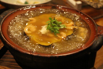 Japanese cuisine : Eggplant with dried shrimp sauce in Kyoto, Japan