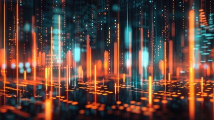 Abstract representation of financial growth with glowing graphs