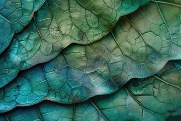 Fototapeta premium Close-up of Green and Blue Veined Leaves
