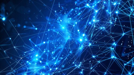 Fototapeta premium Abstract Visualization of Interconnected Blue Light Nodes in a Digital Space