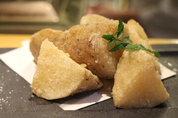 Japanese cuisine : Yam karaage (Deep fried yam) in Kyoto, Japan