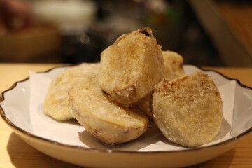 Japanese cuisine : Yam karaage (Deep fried yam) in Kyoto, Japan