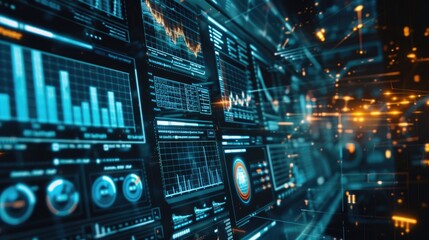 Obraz premium Digital marketing strategy layout with futuristic elements