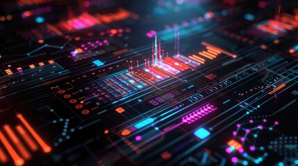 Fototapeta premium Digital marketing strategy layout with futuristic elements