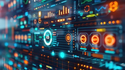 Obraz premium Digital marketing strategy layout with futuristic elements