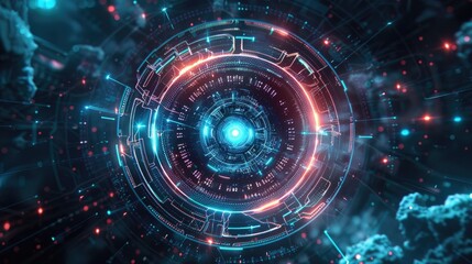 Fototapeta premium Digital marketing strategy layout with futuristic elements