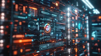 Fototapeta premium Digital marketing strategy layout with futuristic elements