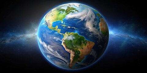 Fototapeta premium Realistic of Earth planet, earth, planet, realistic,global, space, universe, continents, geography, atmosphere