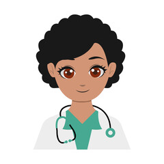 Cute Cartoon Woman Medical Staff Avatar. Vector Illustration Isolated on White Background