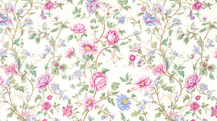 a beautiful vintage pastel floral pattern on white background,  patterns, background, wallpaper.