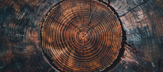 Fototapeta premium Close-Up of a Tree Stump with Visible Growth Rings