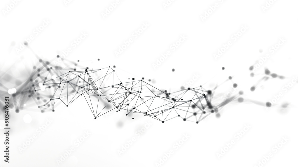Wall mural abstract technology background with network connections on transparent background