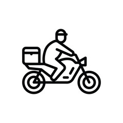 Black line icon for bike delivery