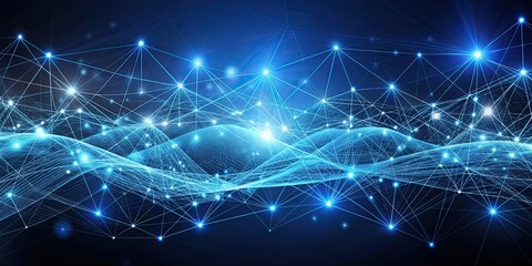 Obraz premium Abstract background of technological communication with digital waves and network connections, technology, communication