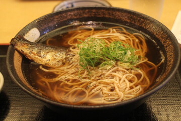Japanese cuisine : Soba noodles with herring in Kyoto, Japan