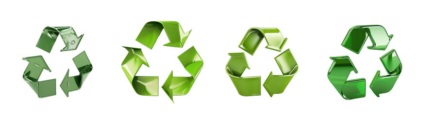 3D Recycling Symbol icon, on isolated transparent background