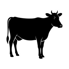 Cow silhouettes vector illustration. Black cows on a white background.