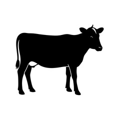 Cow silhouettes vector illustration. Black cows on a white background.
