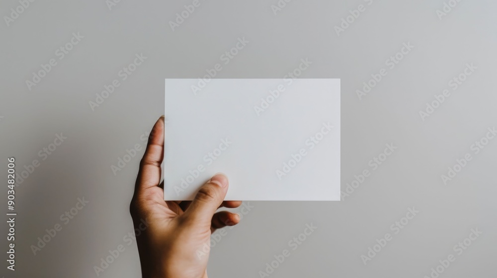 Aufkleber a close up shot of an elegant minimalist white business card template being displayed by a professio