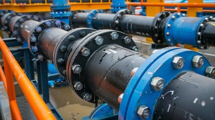 Obraz premium image of metal black and blue pipes