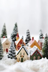 Fototapeta premium Christmas village decoration on a white background