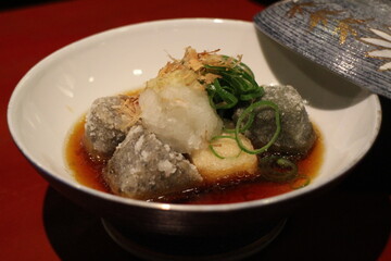 Japanese cuisine : Fried Namafu (wheat gluten) in Kyoto, Japan