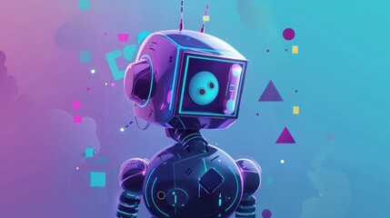 Futuristic Robot with Neon Lights