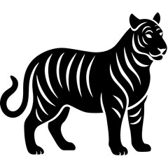 Black tiger silhouettes vector illustration template