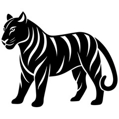 Black tiger silhouettes vector illustration template