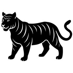 Obraz premium Black tiger silhouettes vector illustration template