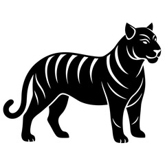 Black tiger silhouettes vector illustration template