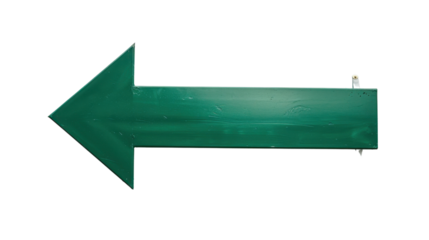 Blank green arrow sign on transparent background