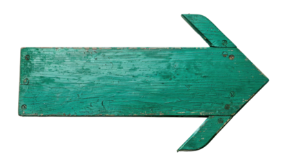 Blank green arrow sign on transparent background