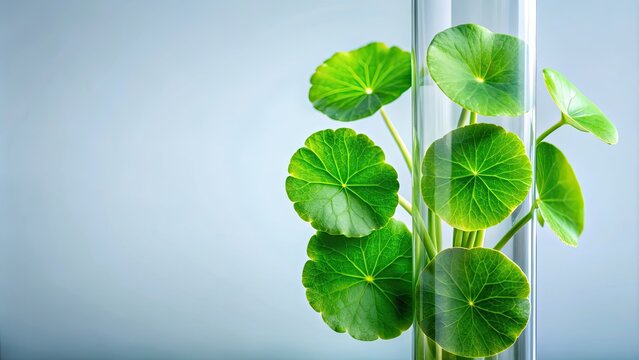 Centella asiatica leaves in biological test tubes for the production of cosmetics , Centella asiatica