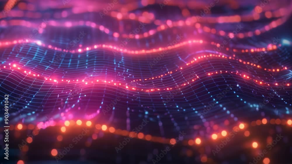 Poster computer-generated ripples of energy pulsating in a wave of light, ripples of energy radiating throu