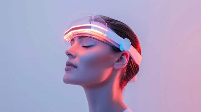 Brain activity monitoring EEG headband for mental health tracking, neurotechnology wearables. - Powered by Adobe