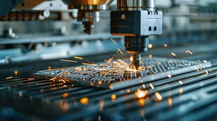 Laser Cutting Machine Working on Metal Plate