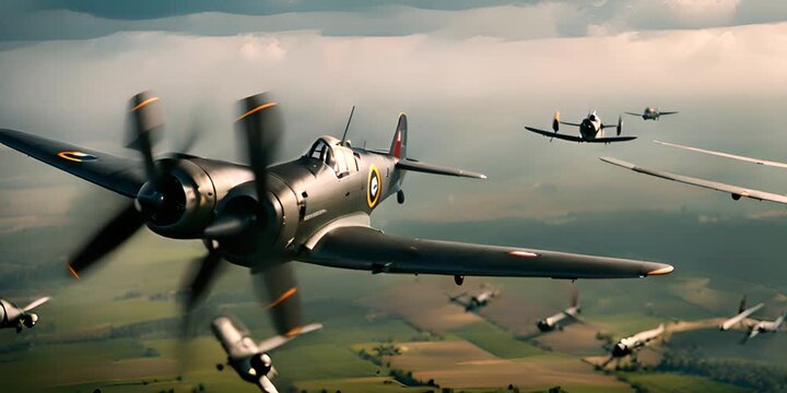 Aerial Battle of Planes in World War II