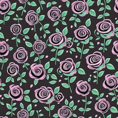 Elegant rose garden in a chalkboard effect with delicate details