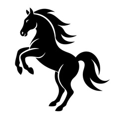 Dynamic Equine Symbol Vector Illustration of Silhouette Rearing Horse Icon

