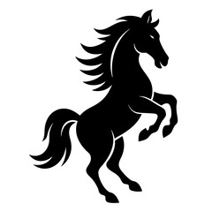 Dynamic Equine Symbol Vector Illustration of Silhouette Rearing Horse Icon
