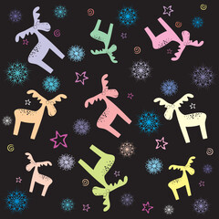 Seamless christmas background. Colorful fun cute background. Seamless pattern for greetings card, invitation, poster, banners, calendar, wallpaper, pattern fills, web page background.  Vector