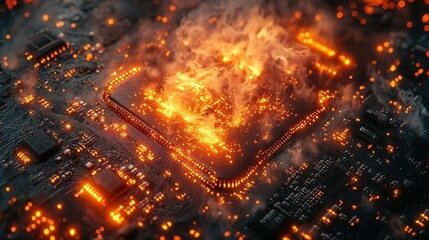 Fototapeta premium Cybersecurity and Tech Outage: Understanding IT Crashes, Global System Failures, and Hardware/Software Errors